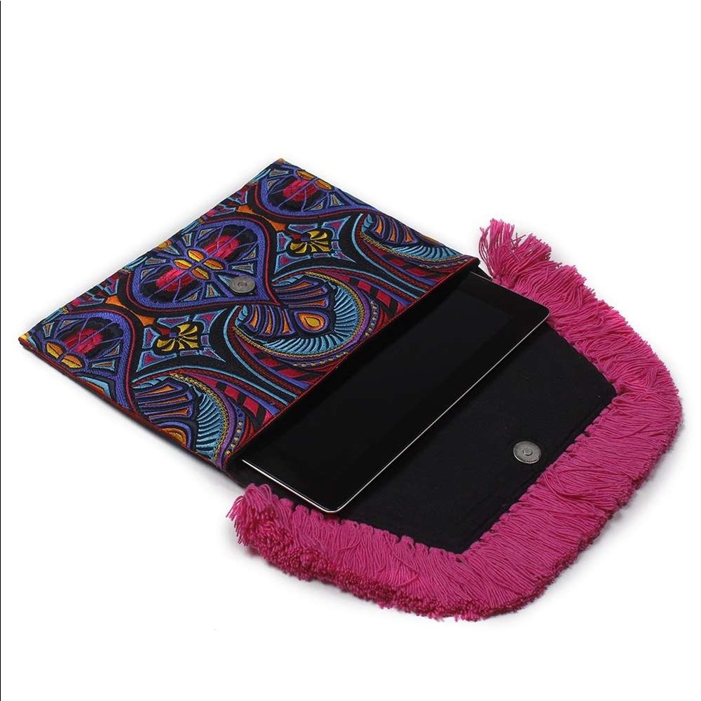 NWT Boho Ibiza pink tassel fringe envelope clutch - Picture 6 of 6